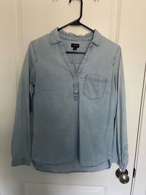 J. Crew Light Blue Denim Popover Shirt